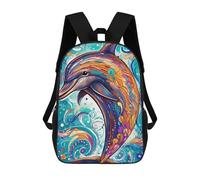 sinyumoney Mochila Infantil Colorful Dolphin Artwork-1 Para Niños Y Niñas, Mochila De Viaje Para Niños, Mochila Escolar Para Adolescentes 17inch