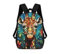 sinyumoney Mochila Infantil Colorful Giraffe Stained Glass Art Mochila Escolar 3D Mochila Escolar Para Niños Mochilas Escolares Mochila De Moda Con Bolsillo Bolsas Para Libros 17inch