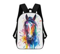 sinyumoney Mochila Infantil Colorful Horse Watercolor Para Niños Y Niñas, Mochila De Viaje Para Niños, Mochila Escolar Para Adolescentes 17inch