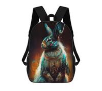 sinyumoney Mochila Infantil Colorful Rabbit Portrait -1 Mochila Escolar 3D Mochila Escolar Para Niños Mochilas Escolares Mochila De Moda Con Bolsillo Bolsas Para Libros 17inch