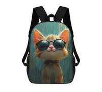 sinyumoney Mochila Infantil Cool Cat in Sunglasses Mochila Escolar 3D Mochila Escolar Para Niños Mochilas Escolares Mochila De Moda Con Bolsillo Bolsas Para Libros 17inch