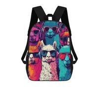 sinyumoney Mochila Infantil Cool Llamas in Sunglasses Mochila Escolar 3D Mochila Escolar Para Niños Mochilas Escolares Mochila De Moda Con Bolsillo Bolsas Para Libros 17inch