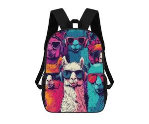 sinyumoney Mochila Infantil Cool Llamas in Sunglasses Mochila Escolar 3D Mochila Escolar Para Niños Mochilas Escolares Mochila De Moda Con Bolsillo Bolsas Para Libros 17inch