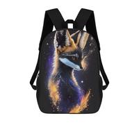 sinyumoney Mochila Infantil Cosmic Fox Portrait Mochila Escolar 3D Mochila Escolar Para Niños Mochilas Escolares Mochila De Moda Con Bolsillo Bolsas Para Libros 17inch