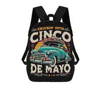 sinyumoney Mochila Infantil Cruisin Into Cinco De Mayo Mochila Escolar 3D Mochila Escolar Para Niños Mochilas Escolares Mochila De Moda Con Bolsillo Bolsas Para Libros 17inch
