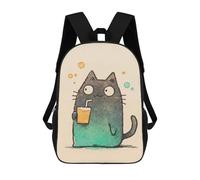 sinyumoney Mochila Infantil, Cute Cat Drinking Juice Mochila Escolar De Gran Capacidad Para Estudiantes, Mochila Para Libros, Mochila Para Niños, Niñas, Adultos Y Adolescentes 17inch