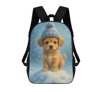 sinyumoney Mochila Infantil Cute Puppy in Winter Hat Mochila Escolar 3D Mochila Escolar Para Niños Mochilas Escolares Mochila De Moda Con Bolsillo Bolsas Para Libros 17inch