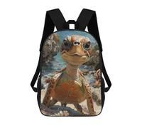 sinyumoney Mochila Infantil Cute Sea Turtle Portrait Mochila Escolar 3D Mochila Escolar Para Niños Mochilas Escolares Mochila De Moda Con Bolsillo Bolsas Para Libros 17inch