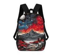 sinyumoney Mochila Infantil Dragon Skull Landscape with Red Flowers Para Niños Y Niñas, Mochila De Viaje Para Niños, Mochila Escolar Para Adolescentes 17inch