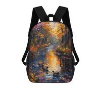 sinyumoney Mochila Infantil, Ducks in Floral River Mochila Escolar De Gran Capacidad Para Estudiantes, Mochila Para Libros, Mochila Para Niños, Niñas, Adultos Y Adolescentes 17inch