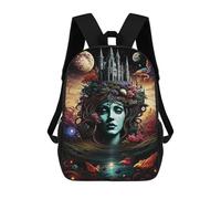 sinyumoney Mochila Infantil Fantasy Castle in Hair Para Niños Y Niñas, Mochila De Viaje Para Niños, Mochila Escolar Para Adolescentes 17inch