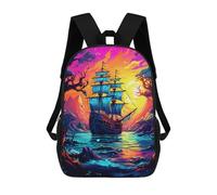 sinyumoney Mochila Infantil, Fantasy Sailing Ship Sunset Mochila Escolar De Gran Capacidad Para Estudiantes, Mochila Para Libros, Mochila Para Niños, Niñas, Adultos Y Adolescentes 17inch