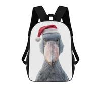 sinyumoney Mochila Infantil Festive Shoebill Stork with Santa Hat Mochila Escolar 3D Mochila Escolar Para Niños Mochilas Escolares Mochila De Moda Con Bolsillo Bolsas Para Libros 17inch