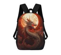 sinyumoney Mochila Infantil Fiery Dragon Moonlit Sky Mochila Escolar 3D Mochila Escolar Para Niños Mochilas Escolares Mochila De Moda Con Bolsillo Bolsas Para Libros 17inch