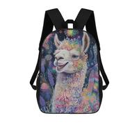 sinyumoney Mochila Infantil Floral Llama - Vibrant Fine Art Portrait Para Niños Y Niñas, Mochila De Viaje Para Niños, Mochila Escolar Para Adolescentes 17inch