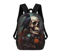 sinyumoney Mochila Infantil, Floral Raven Skull Mochila Escolar De Gran Capacidad Para Estudiantes, Mochila Para Libros, Mochila Para Niños, Niñas, Adultos Y Adolescentes 17inch