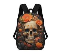 sinyumoney Mochila Infantil Floral Skull Art Mochila Escolar 3D Mochila Escolar Para Niños Mochilas Escolares Mochila De Moda Con Bolsillo Bolsas Para Libros 17inch