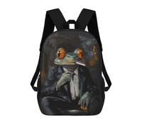 sinyumoney Mochila Infantil Frog in Suit Smoking Cigarette Painting Mochila Escolar 3D Mochila Escolar Para Niños Mochilas Escolares Mochila De Moda Con Bolsillo Bolsas Para Libros 17inch