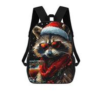 sinyumoney Mochila Infantil Funny Raccoon Christmas Mochila Escolar 3D Mochila Escolar Para Niños Mochilas Escolares Mochila De Moda Con Bolsillo Bolsas Para Libros 17inch