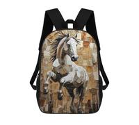 sinyumoney Mochila Infantil Galloping Horse in Dynamic Impasto Style Mochila Escolar 3D Mochila Escolar Para Niños Mochilas Escolares Mochila De Moda Con Bolsillo Bolsas Para Libros 17inch
