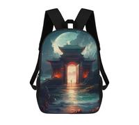 sinyumoney Mochila Infantil Gate to The Moonlit Realm Mochila Escolar 3D Mochila Escolar Para Niños Mochilas Escolares Mochila De Moda Con Bolsillo Bolsas Para Libros 17inch