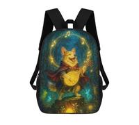 sinyumoney Mochila Infantil Glowy Corgi Bard in Enchanted Forest Mochila Escolar 3D Mochila Escolar Para Niños Mochilas Escolares Mochila De Moda Con Bolsillo Bolsas Para Libros 17inch