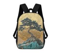 sinyumoney Mochila Infantil Golden Bonsai Tree Art Mochila Escolar 3D Mochila Escolar Para Niños Mochilas Escolares Mochila De Moda Con Bolsillo Bolsas Para Libros 17inch