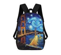 sinyumoney Mochila Infantil Golden Gate Bridge Starry Night Mochila Escolar 3D Mochila Escolar Para Niños Mochilas Escolares Mochila De Moda Con Bolsillo Bolsas Para Libros 17inch