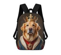 sinyumoney Mochila Infantil Golden Retriever Dog King Mochila Escolar 3D Mochila Escolar Para Niños Mochilas Escolares Mochila De Moda Con Bolsillo Bolsas Para Libros 17inch