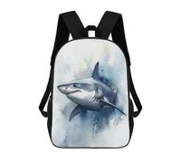 sinyumoney Mochila Infantil Great White Shark Watercolor Mochila Escolar 3D Mochila Escolar Para Niños Mochilas Escolares Mochila De Moda Con Bolsillo Bolsas Para Libros 17inch