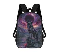 sinyumoney Mochila Infantil, Howling Wolf Eclipse Fantasy Art Mochila Escolar De Gran Capacidad Para Estudiantes, Mochila Para Libros, Mochila Para Niños, Niñas, Adultos Y Adolescentes 17inch
