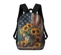 sinyumoney Mochila Infantil Impermeable 3D American Flag Sunflower Bouquet-2 17inch Mochila Escolar Linda Y Casual De Moda Para Niños Y Niñas