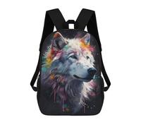 sinyumoney Mochila Infantil Impermeable 3D Arctic Wolf Painting 17inch Mochila Escolar Linda Y Casual De Moda Para Niños Y Niñas