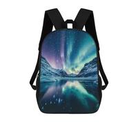sinyumoney Mochila Infantil Impermeable 3D Aurora Borealis Reflection-16 17inch Mochila Escolar Linda Y Casual De Moda Para Niños Y Niñas