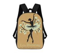 sinyumoney Mochila Infantil Impermeable 3D Ballet Dancer Silhouette with Floral Tutu 17inch Mochila Escolar Linda Y Casual De Moda Para Niños Y Niñas