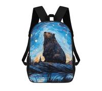 sinyumoney Mochila Infantil Impermeable 3D Beaver Bober Starry Night 17inch Mochila Escolar Linda Y Casual De Moda Para Niños Y Niñas