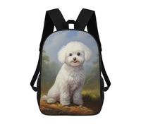 sinyumoney Mochila Infantil Impermeable 3D Bichon Frisé 17inch Mochila Escolar Linda Y Casual De Moda Para Niños Y Niñas