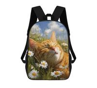 sinyumoney Mochila Infantil Impermeable 3D Cat in Daisy Field -6 17inch Mochila Escolar Linda Y Casual De Moda Para Niños Y Niñas