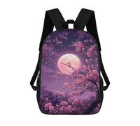 sinyumoney Mochila Infantil Impermeable 3D Cherry Blossom Moon Night 17inch Mochila Escolar Linda Y Casual De Moda Para Niños Y Niñas