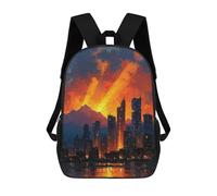 sinyumoney Mochila Infantil Impermeable 3D Cityscape Sunset Painting 17inch Mochila Escolar Linda Y Casual De Moda Para Niños Y Niñas