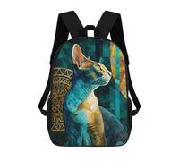 sinyumoney Mochila Infantil Impermeable 3D Colorful Abstract Cat Painting-6 17inch Mochila Escolar Linda Y Casual De Moda Para Niños Y Niñas