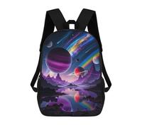 sinyumoney Mochila Infantil Impermeable 3D Colorful Alien Landscape with Planets 17inch Mochila Escolar Linda Y Casual De Moda Para Niños Y Niñas