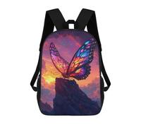 sinyumoney Mochila Infantil Impermeable 3D Colorful Butterfly on A Mountain Peak 17inch Mochila Escolar Linda Y Casual De Moda Para Niños Y Niñas