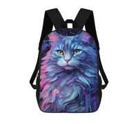 sinyumoney Mochila Infantil Impermeable 3D Colorful Cat Art Print-8 17inch Mochila Escolar Linda Y Casual De Moda Para Niños Y Niñas