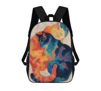 sinyumoney Mochila Infantil Impermeable 3D Colorful Cats Art Print 17inch Mochila Escolar Linda Y Casual De Moda Para Niños Y Niñas