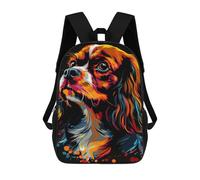 sinyumoney Mochila Infantil Impermeable 3D Colorful Cavalier King Charles Spaniel Art Print 17inch Mochila Escolar Linda Y Casual De Moda Para Niños Y Niñas