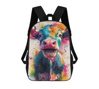sinyumoney Mochila Infantil Impermeable 3D Colorful Cow Painting Artwork 17inch Mochila Escolar Linda Y Casual De Moda Para Niños Y Niñas