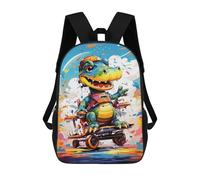 sinyumoney Mochila Infantil Impermeable 3D Colorful Crocodile Skateboard Art 17inch Mochila Escolar Linda Y Casual De Moda Para Niños Y Niñas