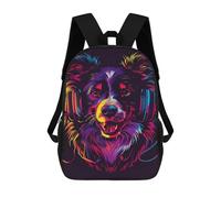 sinyumoney Mochila Infantil Impermeable 3D Colorful Dog DJ Art Print 17inch Mochila Escolar Linda Y Casual De Moda Para Niños Y Niñas