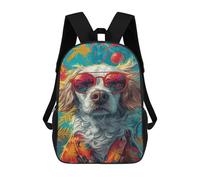 sinyumoney Mochila Infantil Impermeable 3D Colorful Dog Sunglasses Art Print -4 17inch Mochila Escolar Linda Y Casual De Moda Para Niños Y Niñas
